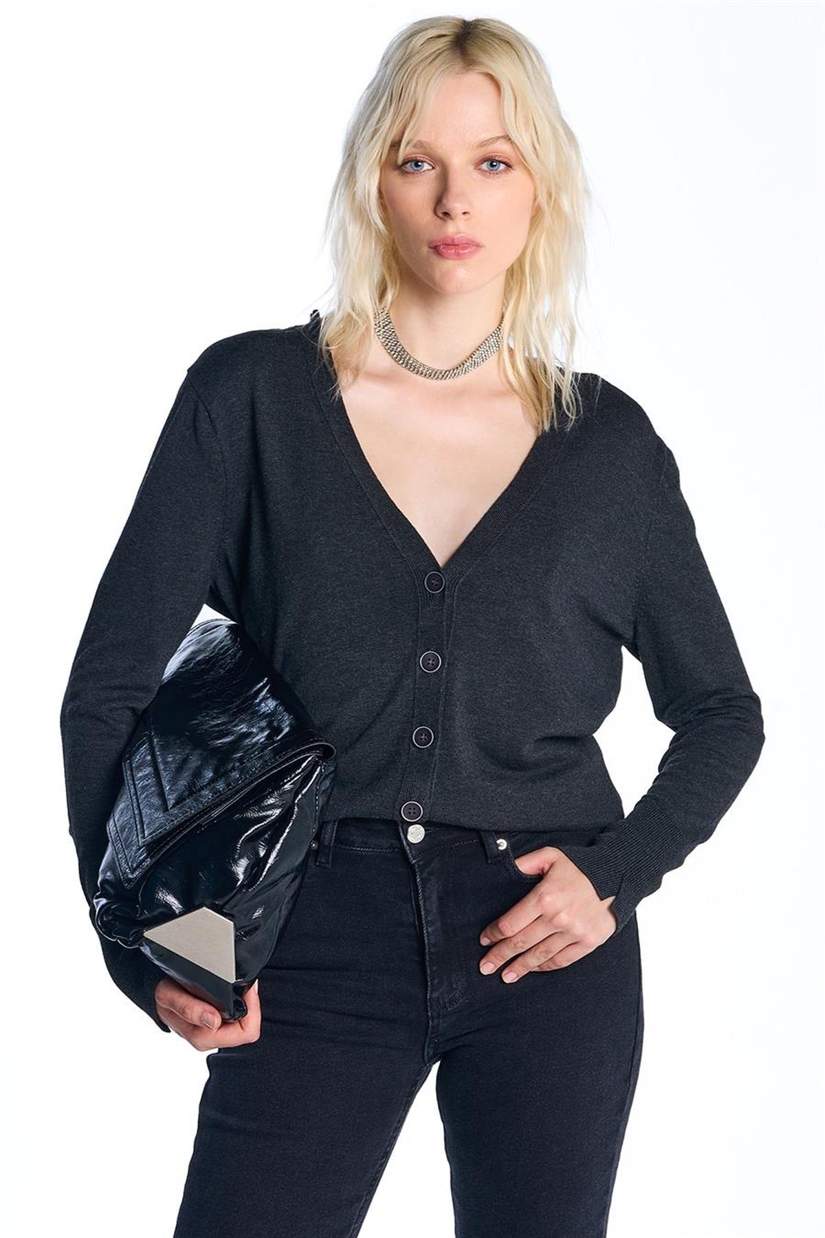 Buttoned Knit Cardigan