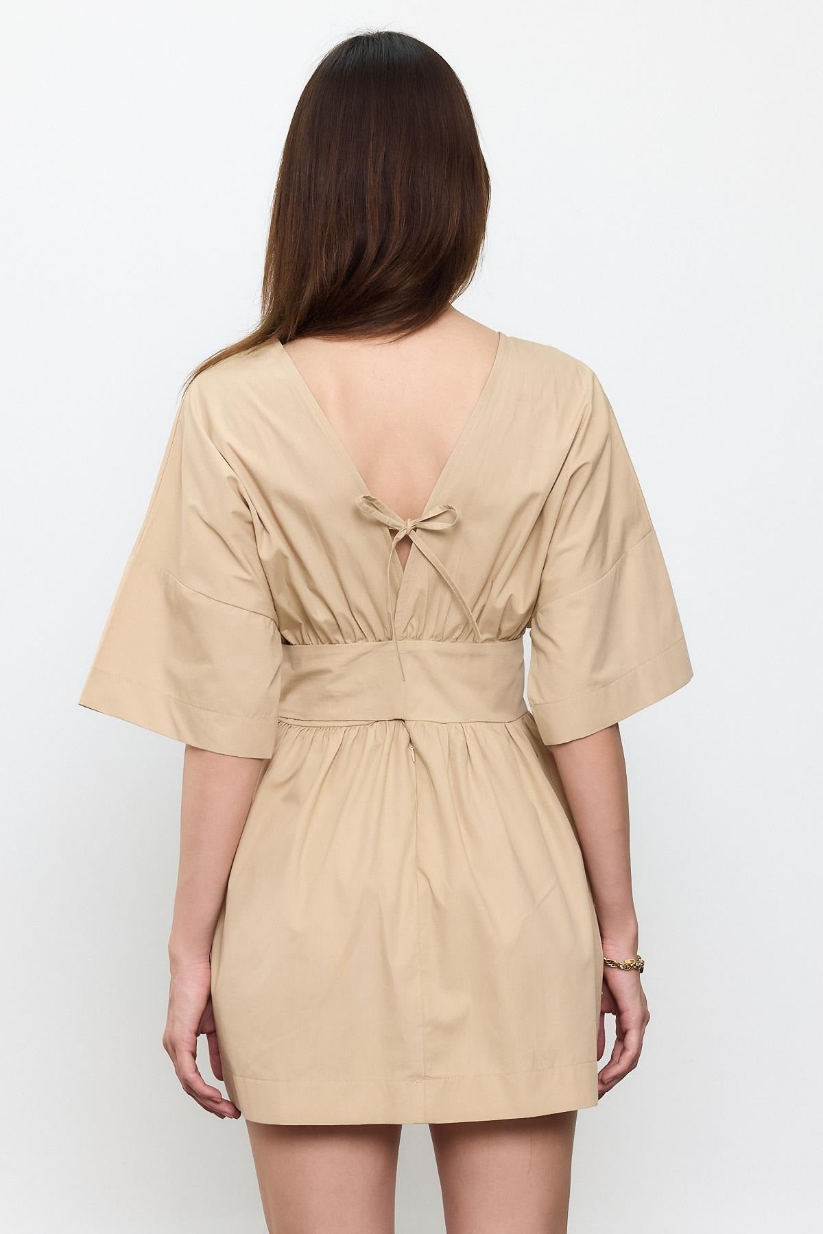 100% Cotton Belted Mini Dress