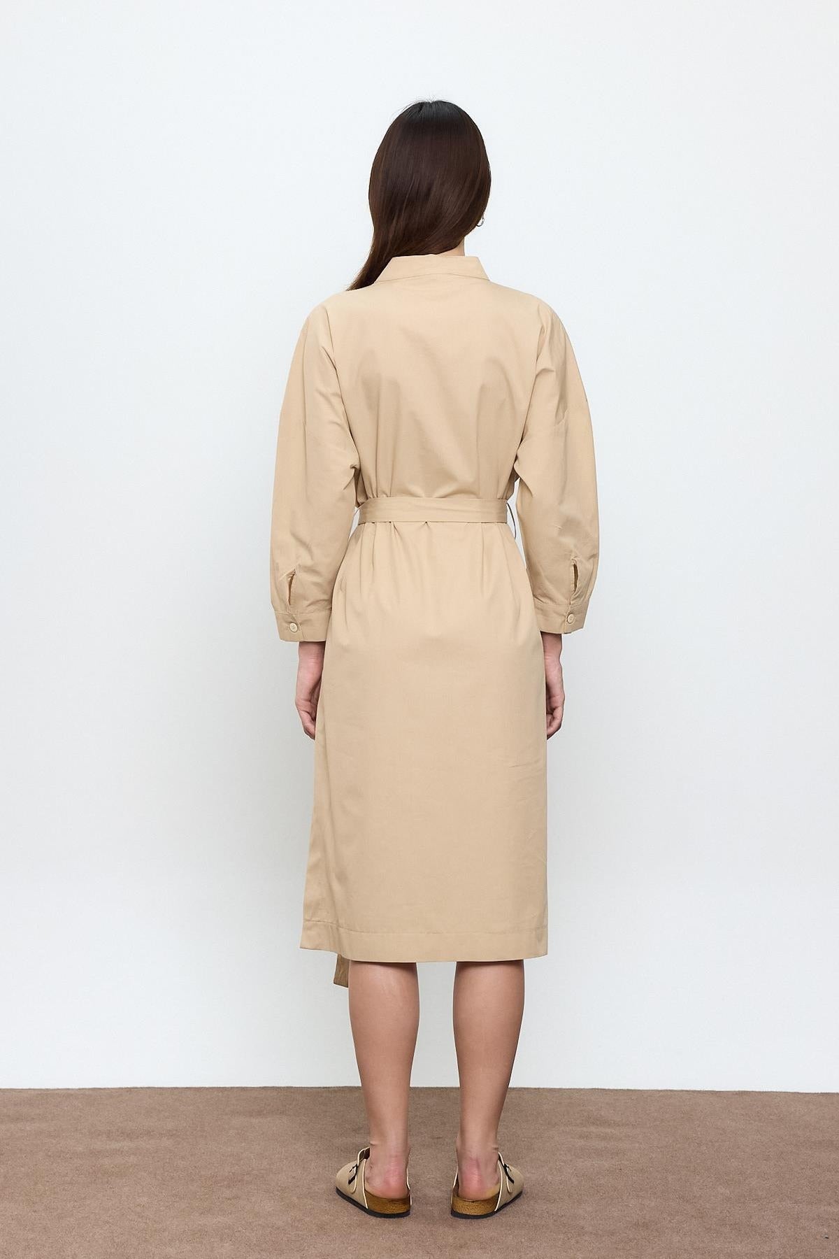 100% Cotton Midi Shirt Dress