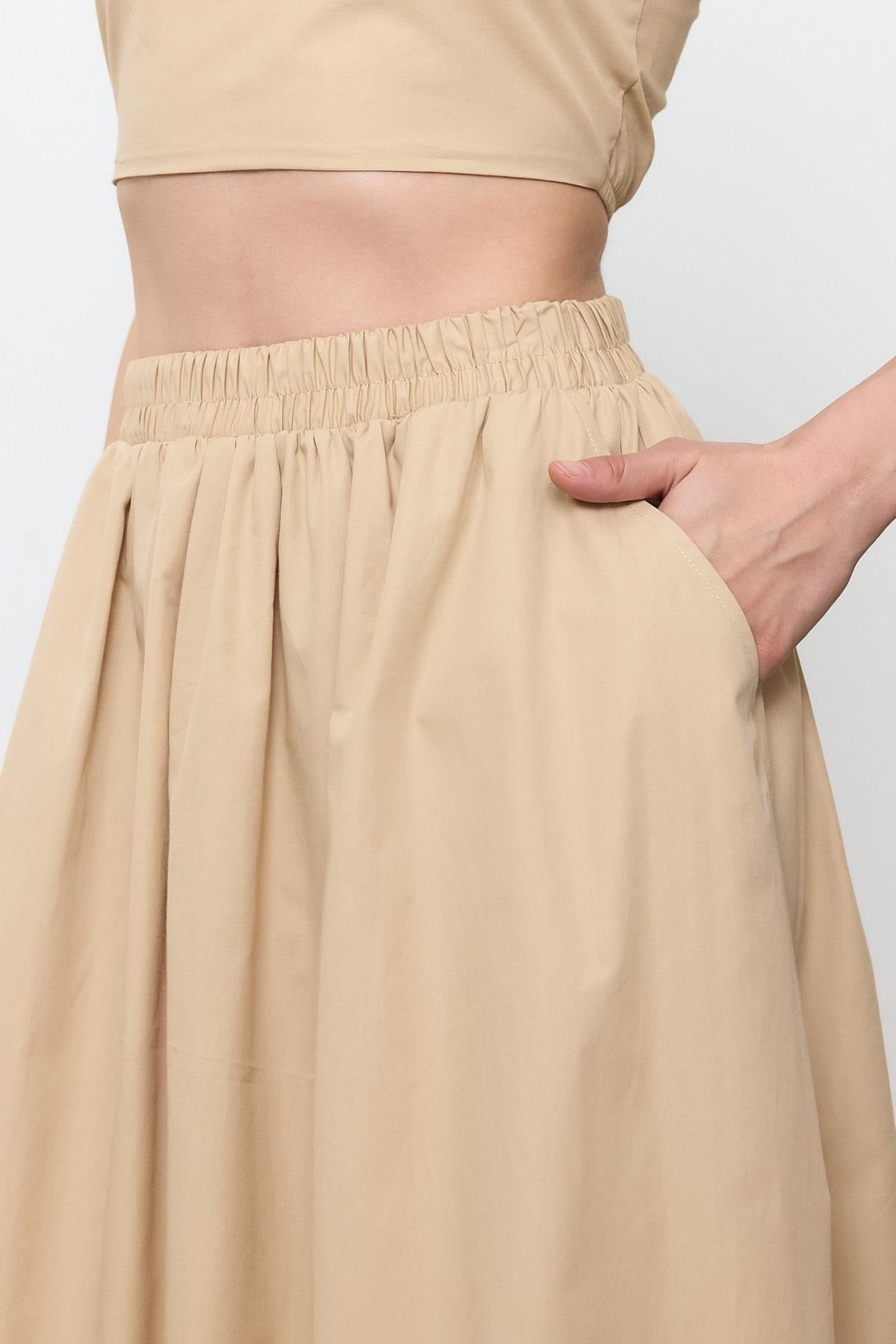 100% Cotton Ruffled Midi Skirt