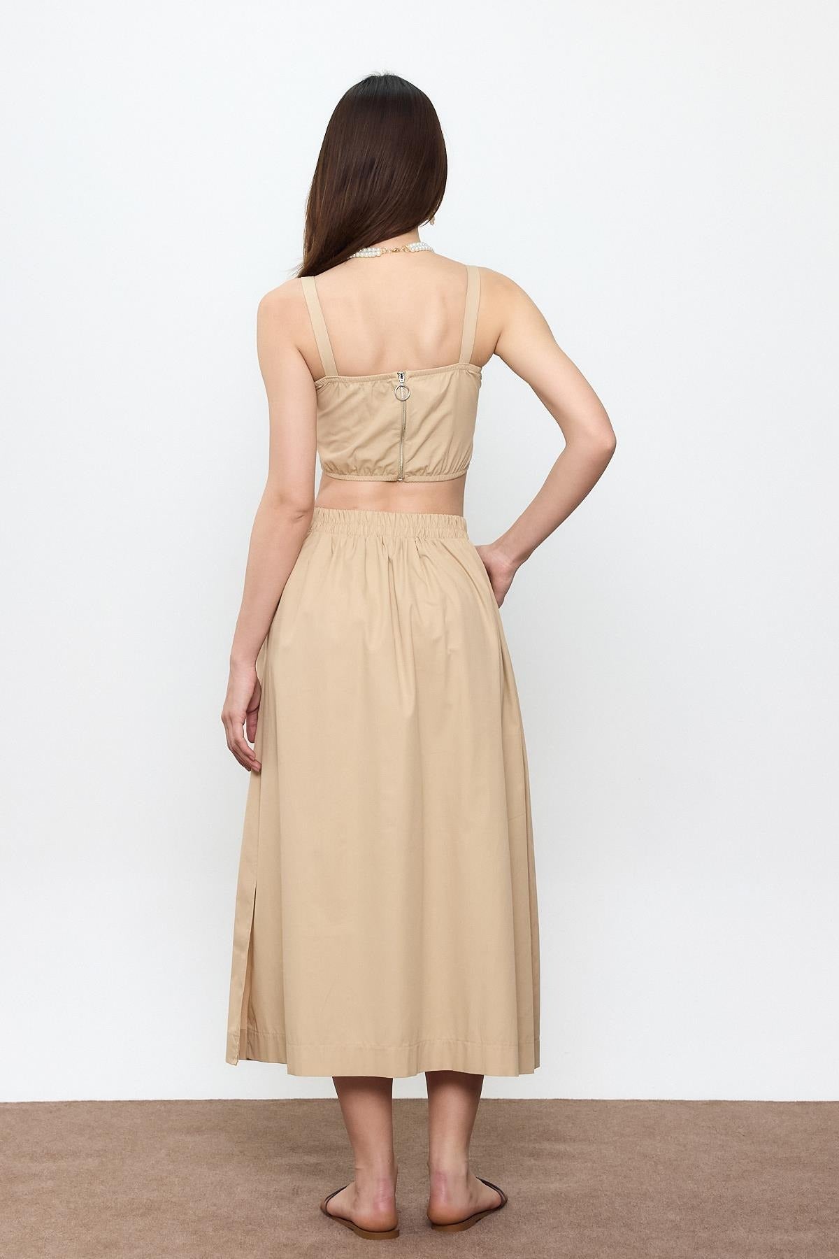 100% Cotton Ruffled Midi Skirt