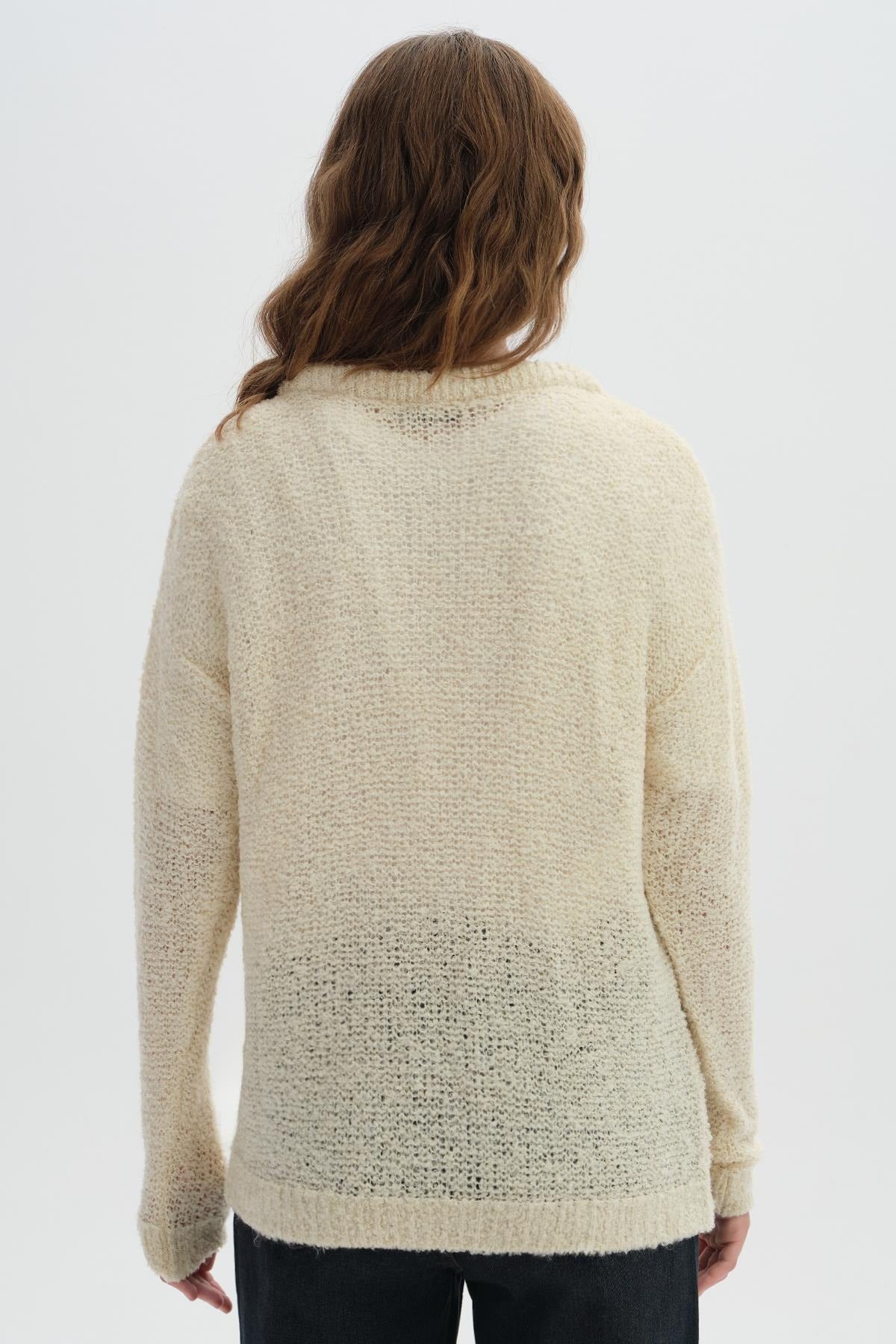 Off-Shoulder Boucle Knit Jumper