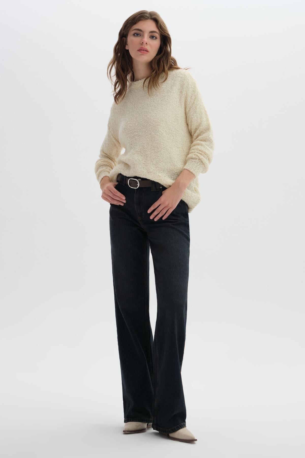 Off-Shoulder Boucle Knit Jumper