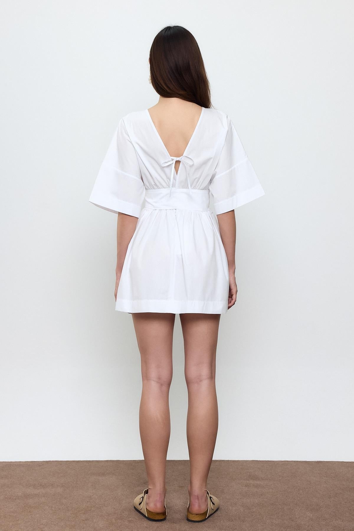 100% Cotton Belted Mini Dress