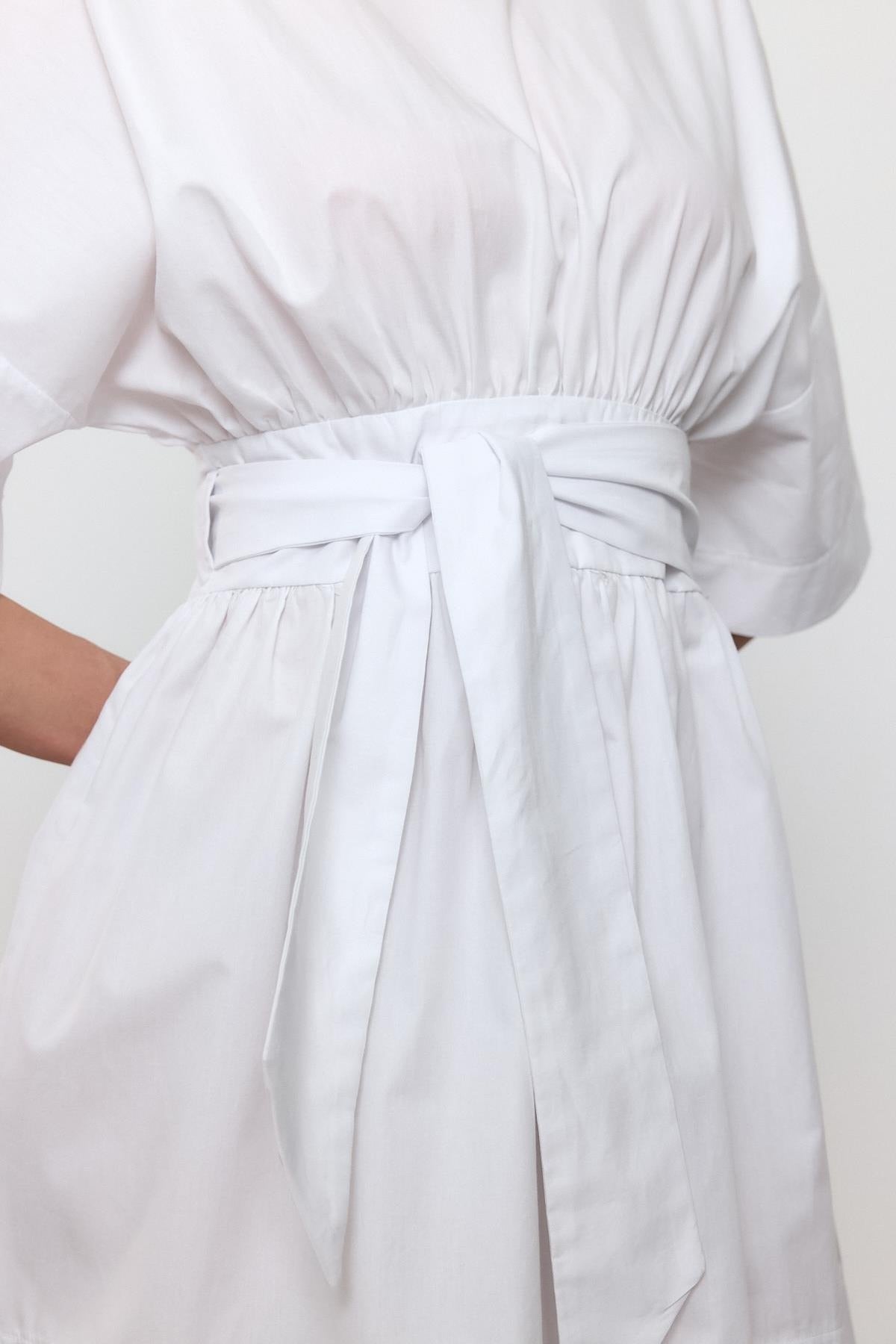 100% Cotton Belted Mini Dress