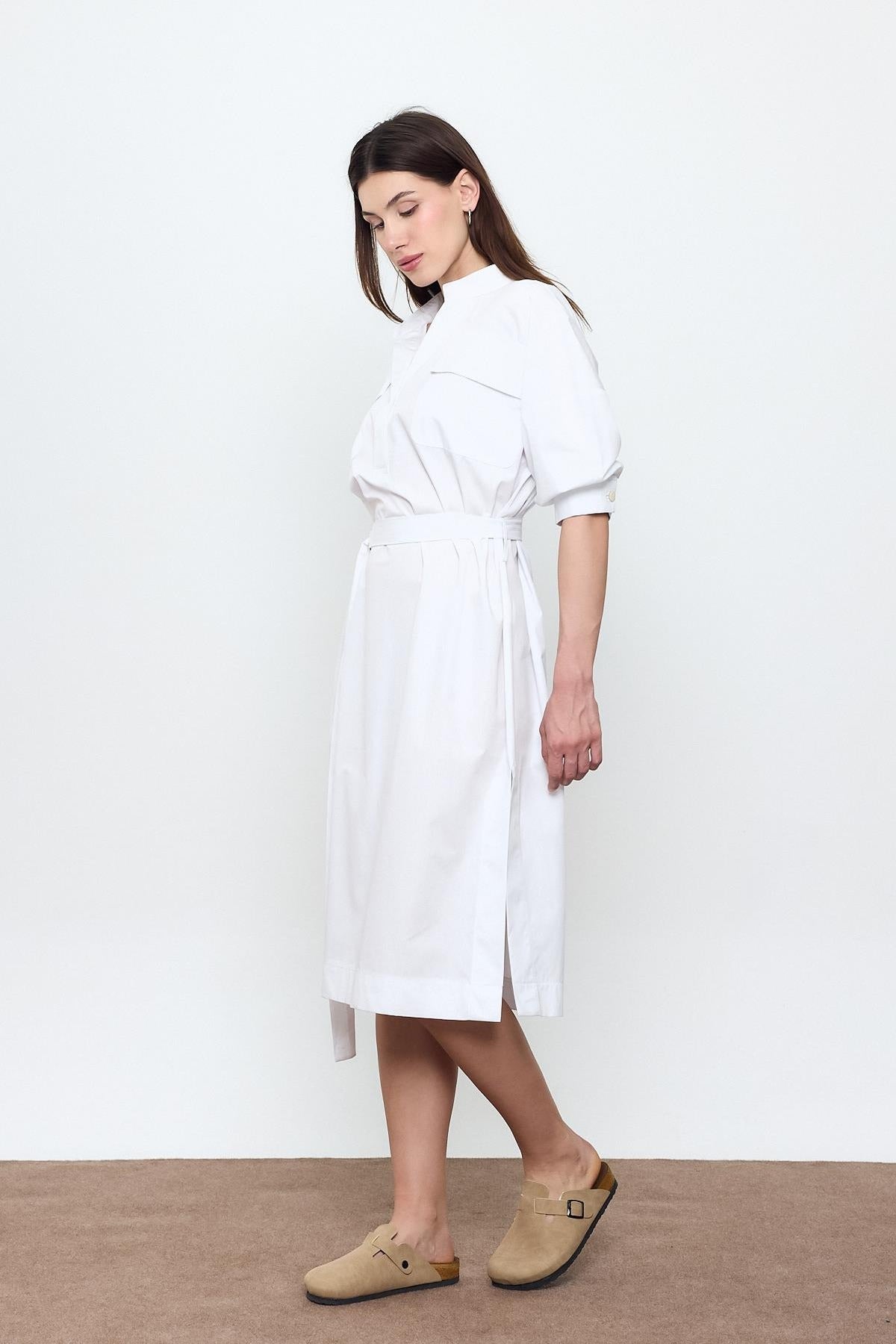 100% Cotton Midi Shirt Dress