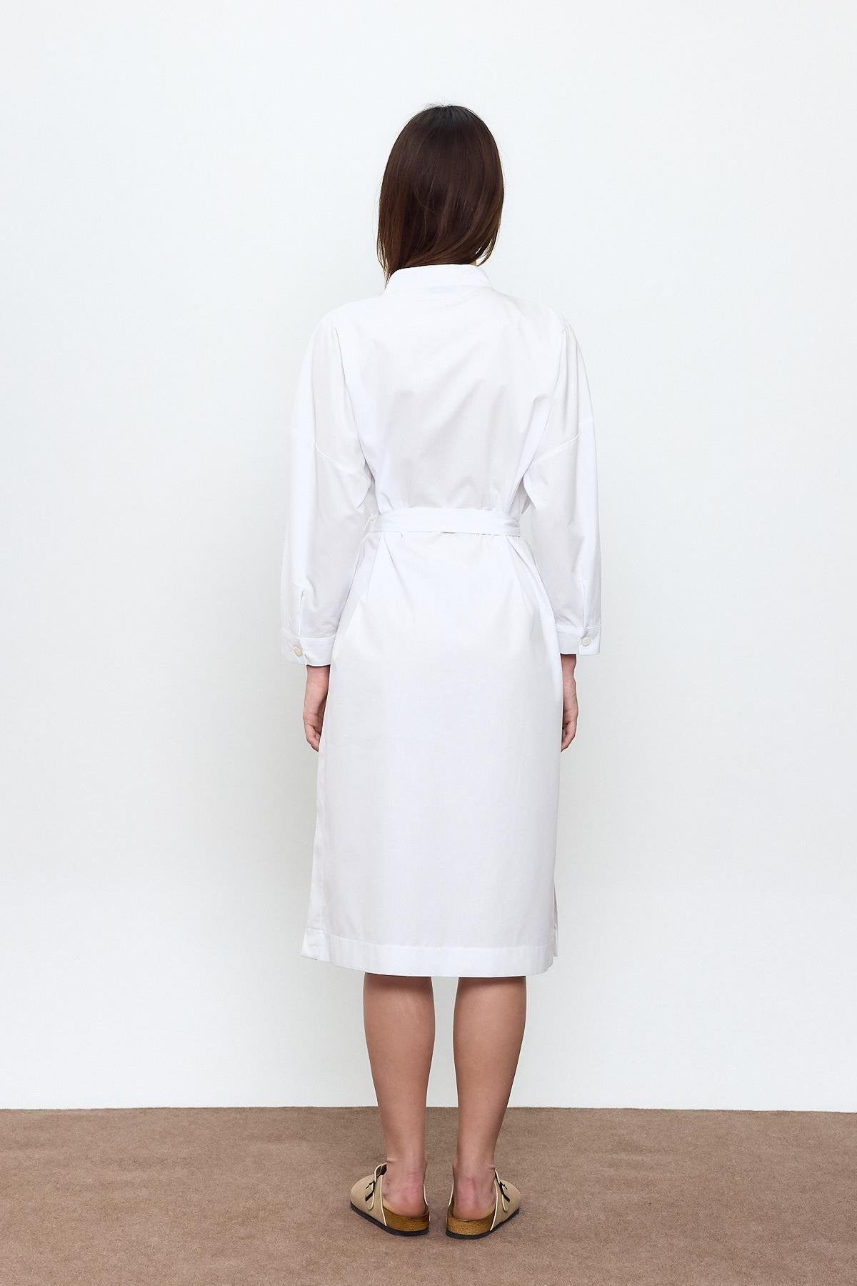 100% Cotton Midi Shirt Dress