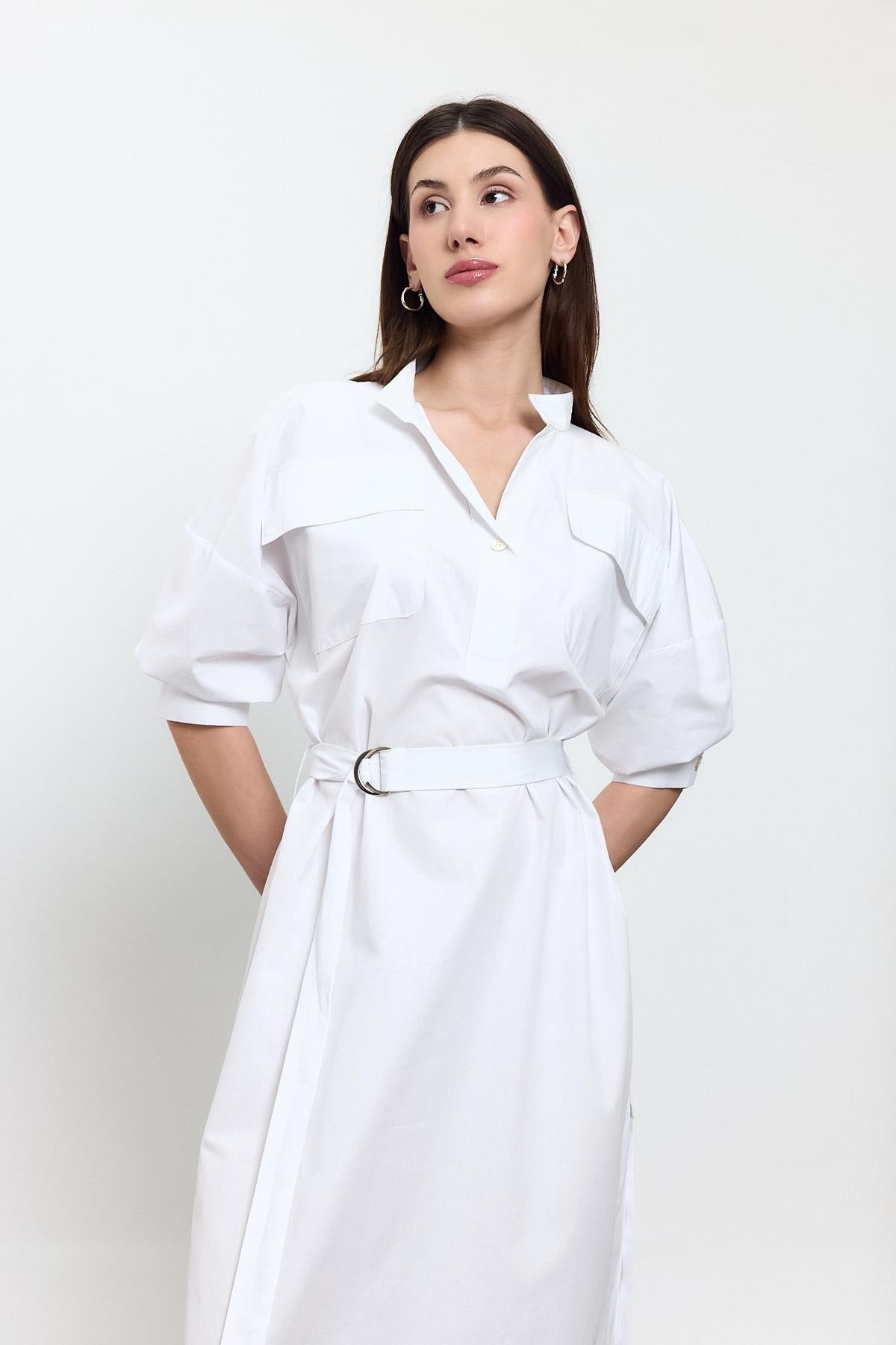 100% Cotton Midi Shirt Dress
