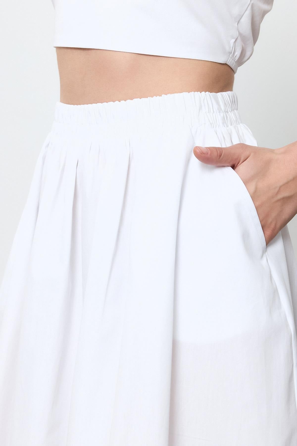 100% Cotton Ruffled Midi Skirt