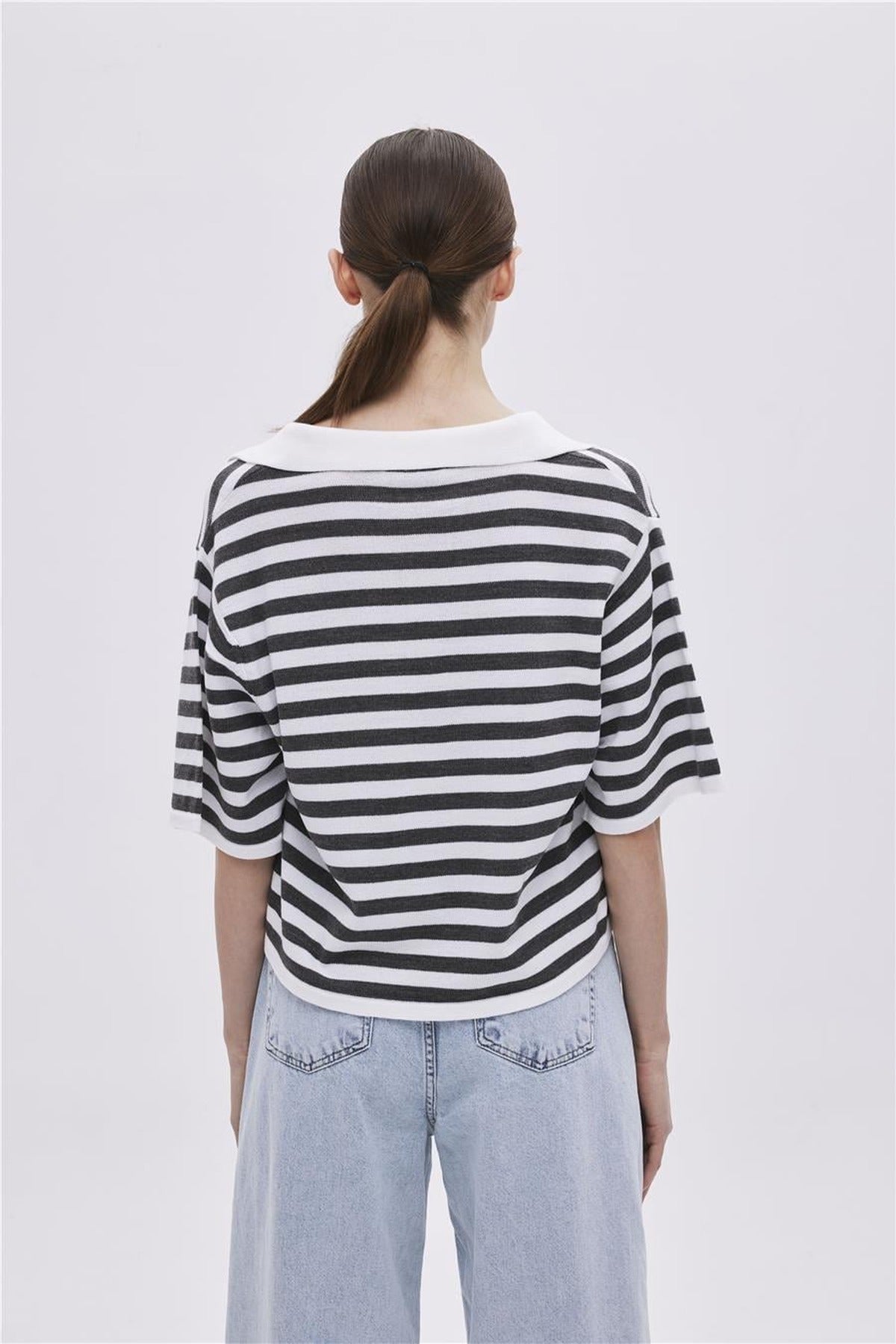 Striped Polo Collar Jumper