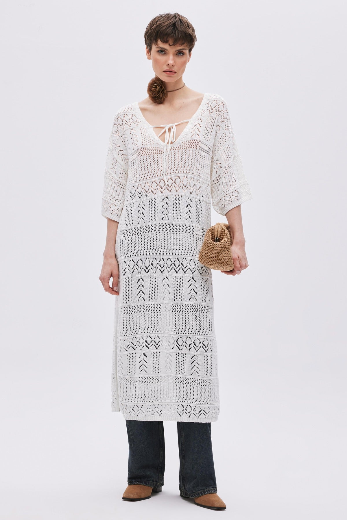 Openwork Oversized Knit Dress