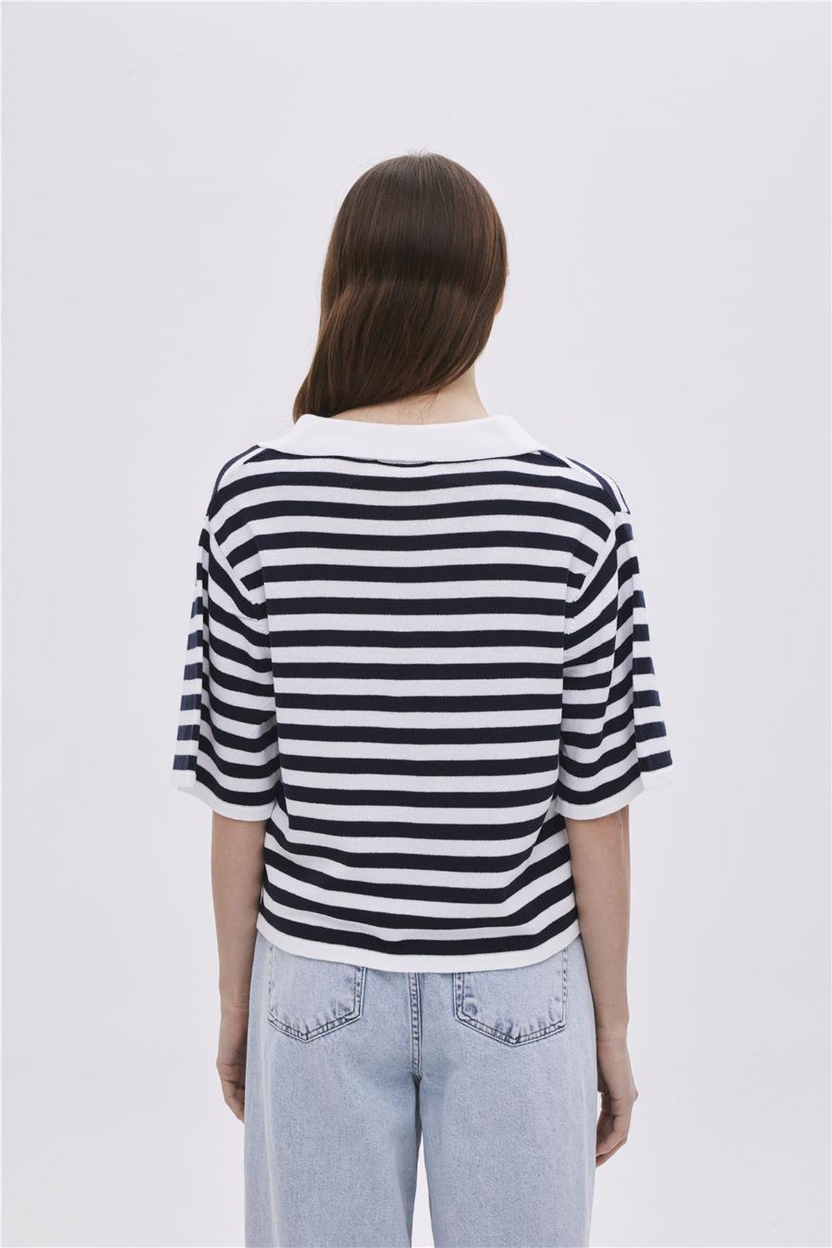 Striped Polo Collar Jumper