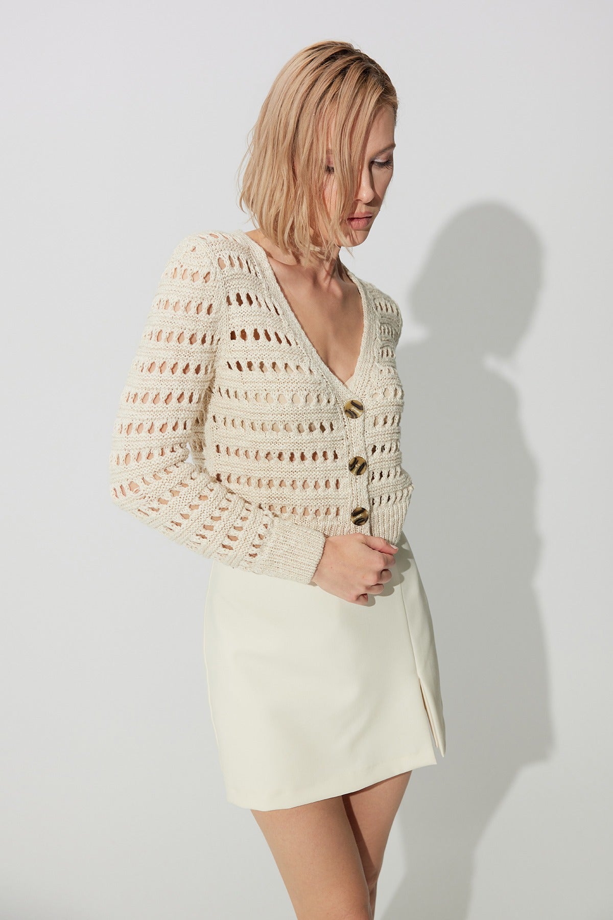 Openwork V-Neck Cardigan