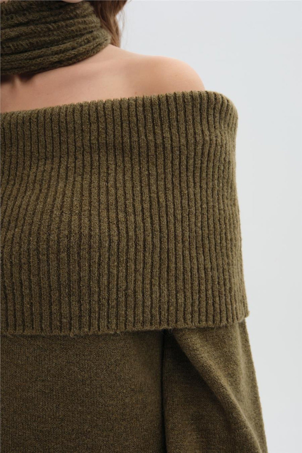 Shawl Collar Long Knit Dress