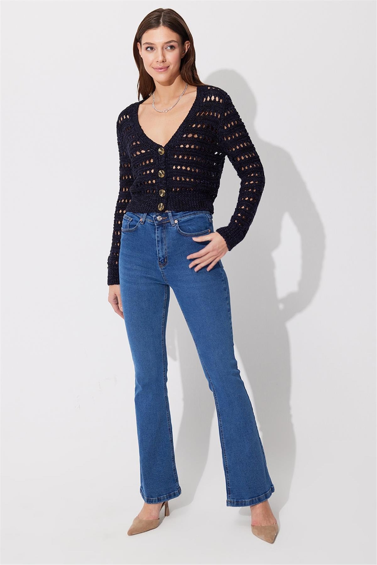 Openwork V-Neck Cardigan