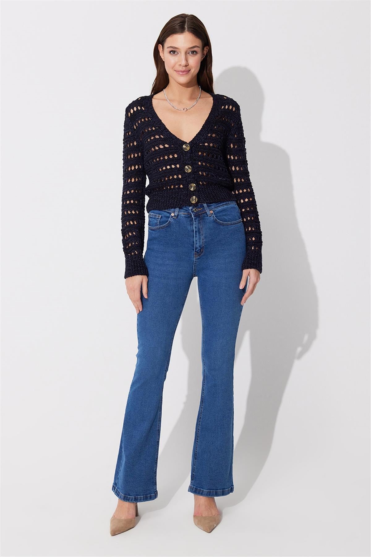 Openwork V-Neck Cardigan